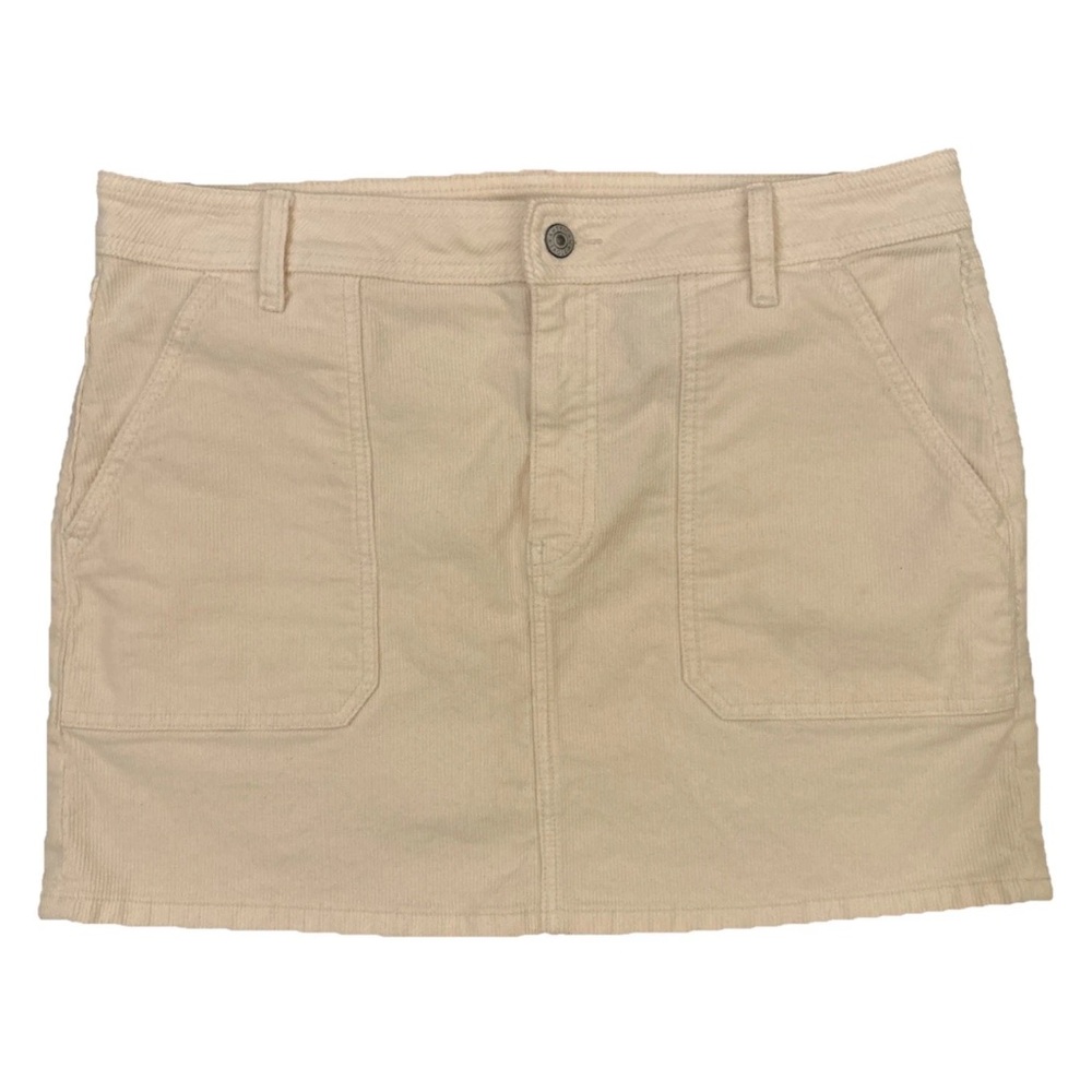 American Eagle Outfitters Women's High Rise Mini Skirt Off-White Cream Corduroy